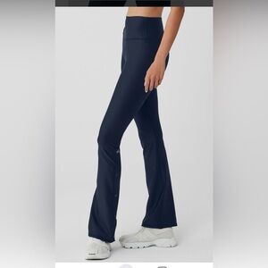 ALO Yoga Airlift High-Waist Game Changer Flare Blue Leggings Snap Long Pant S